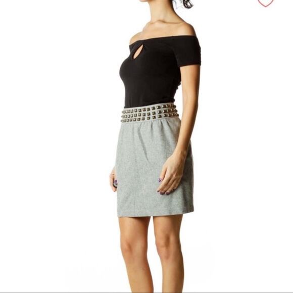 Silence + Noise Women's UO Gray Studded Wool Blend Mini Skirt Size 10 - Picture 1 of 9